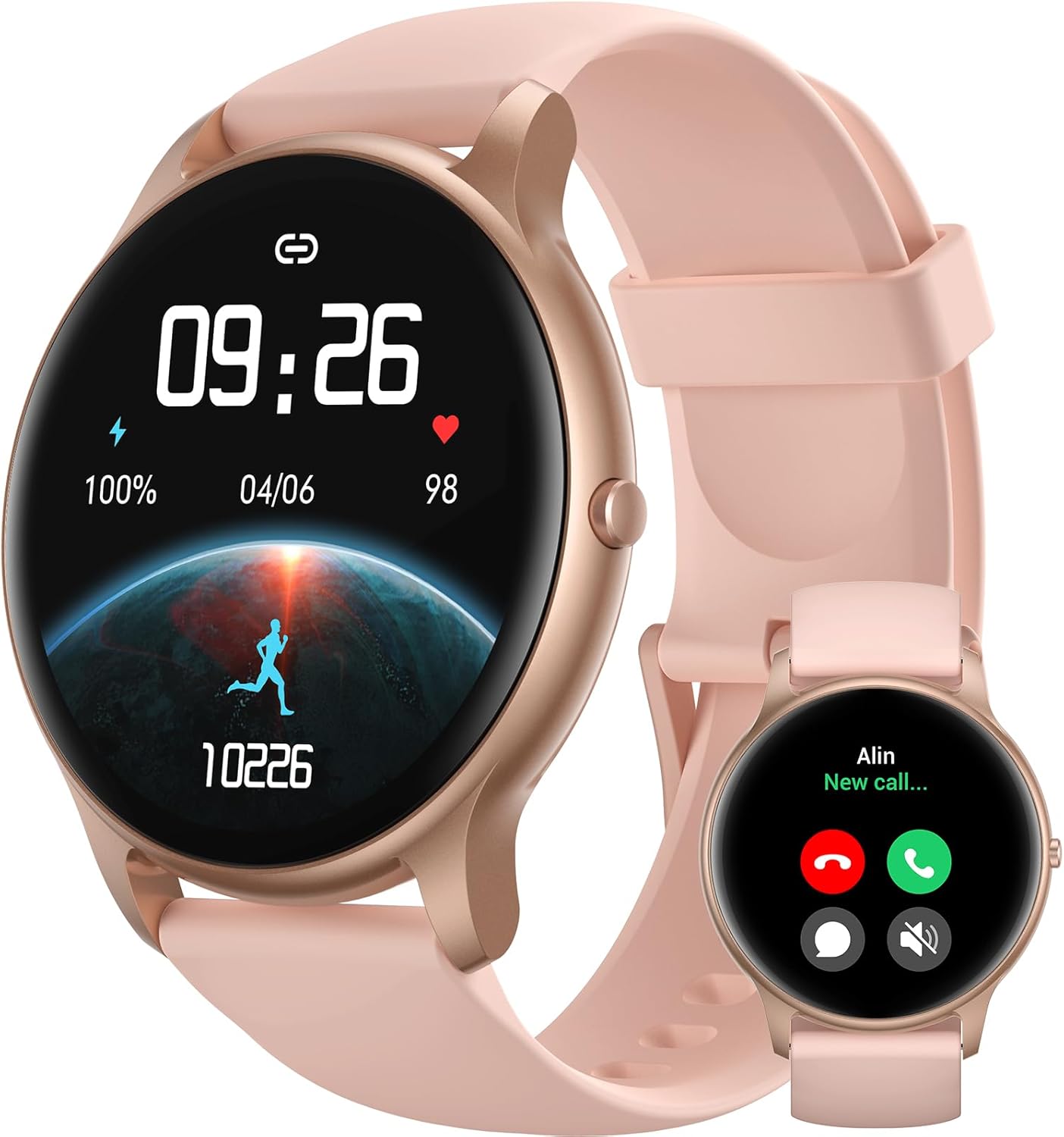 Parsonver Women's SmartWatch with Calling, Fitness Tracker, Rose Gold