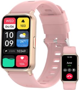 A1 Fitness Watch for Women: AMOLED, Bluetooth Calling, Health Monitor, Golden