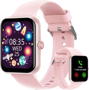 Kids Fitness Tracker Smartwatch with Calls, Notifications for Android/iPhone (Pink)