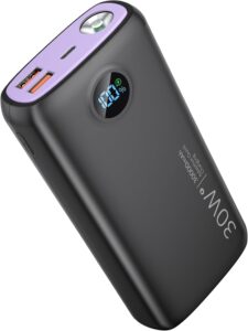 30W PD QC4 Power Bank, Black-Purple