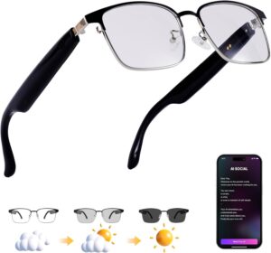 Smart Bluetooth Glasses with Touch Control, Polarized, Black Frame