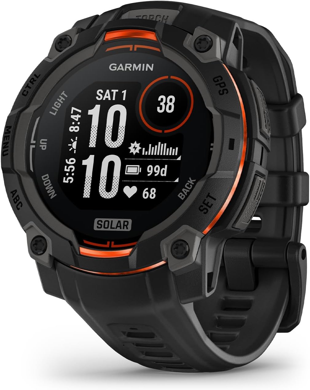 Garmin Instinct 3 Solar GPS Smartwatch, Black