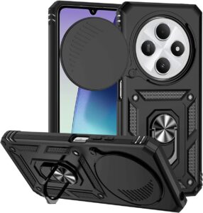 Redmi 14C Case w/ Slide Camera Cover & Kickstand, Black