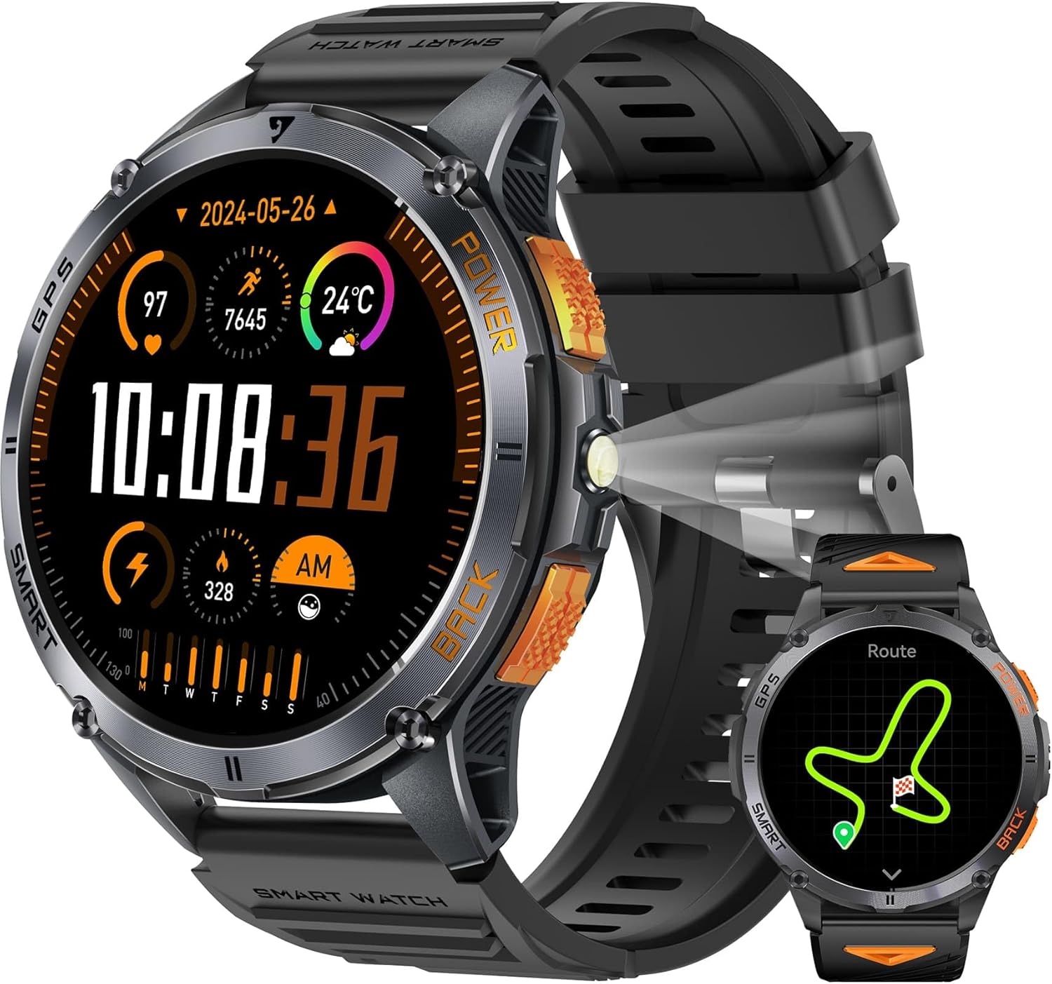 KPEP GPS AMOLED Smartwatch for Men, IP68 Waterproof