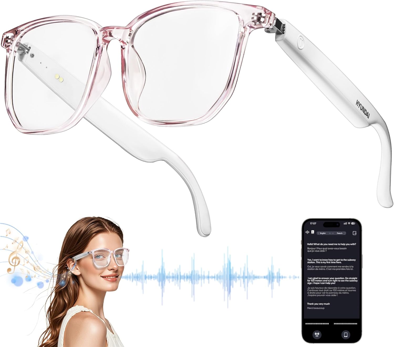 AI ChatGPT Smart Glasses with 150+ Translation