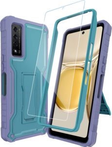 Blue TCL Stylus 5G Military Case w/ Kickstand & Screen Protector