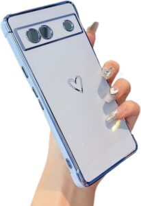 Google Pixel 7a Heart Case, Blue