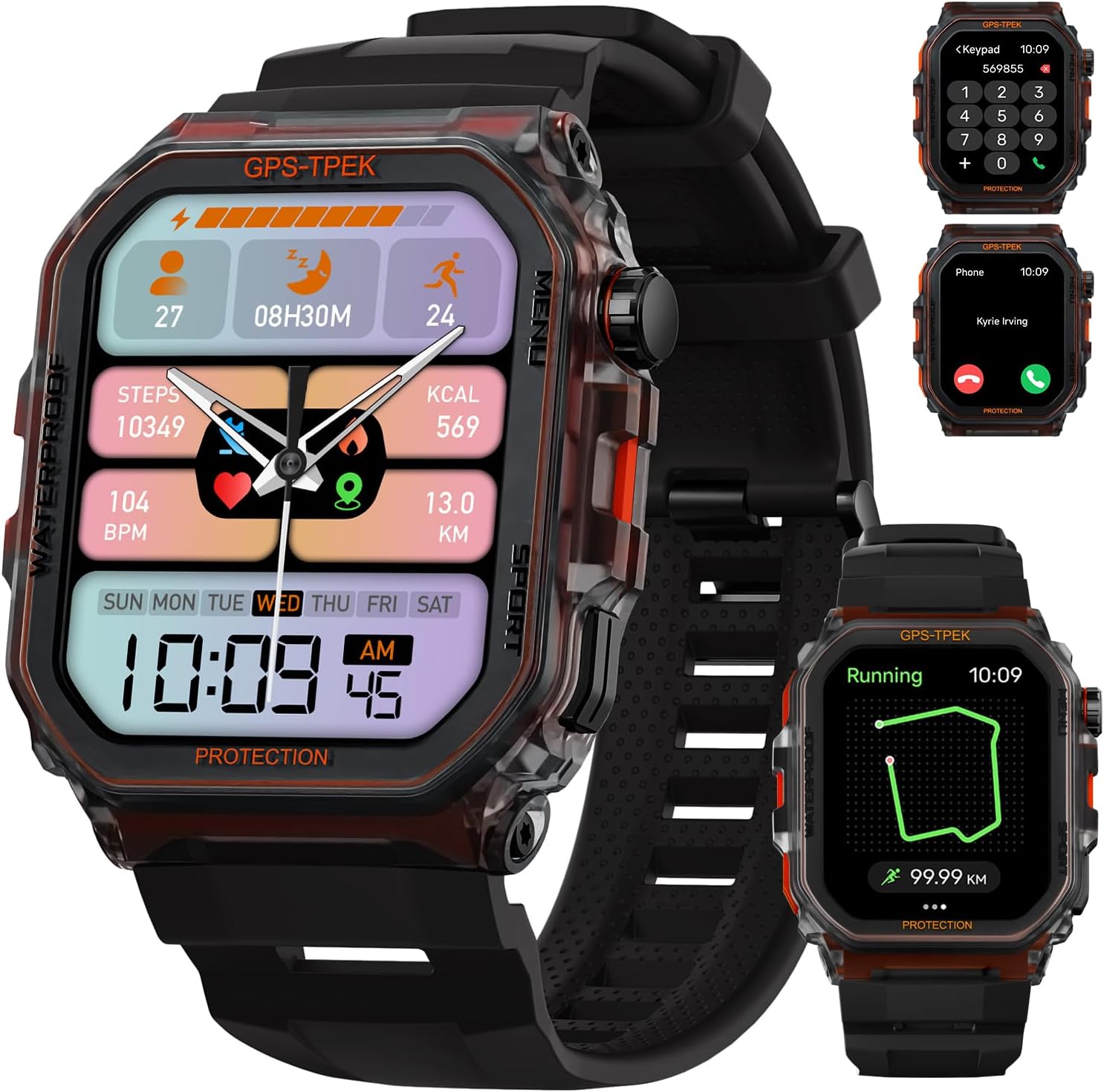 Military GPS Smartwatch: 100+ Sports, Health Tracking, Bluetooth Calls