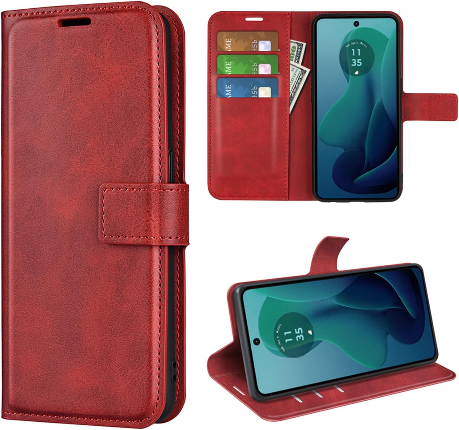 Moto G 5G 2024 Wallet Case Magnetic Stand, Red