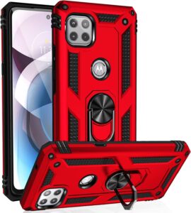 Moto One 5G Ace Military Case w/Kickstand (Red)