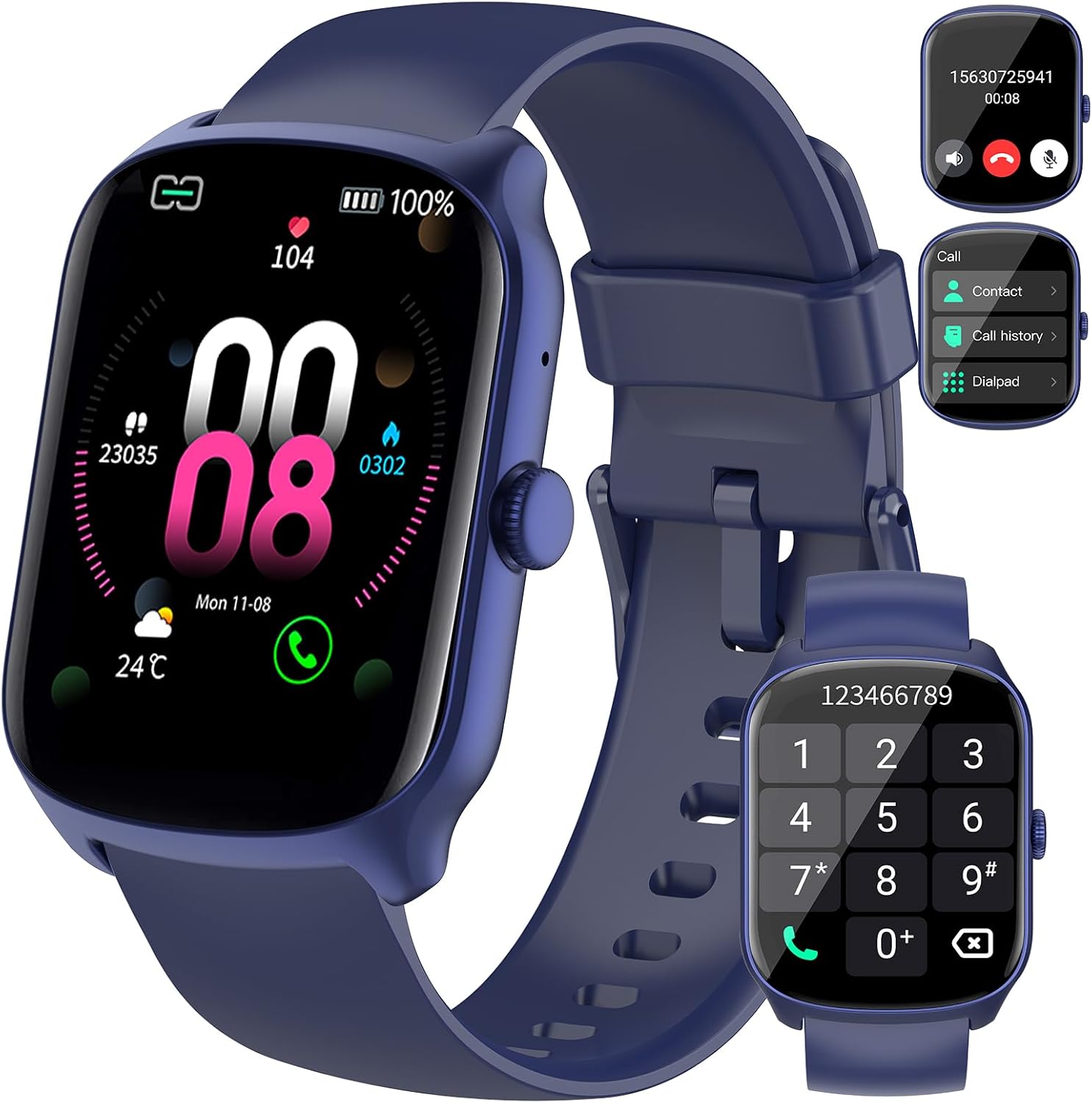 1.95" Curved Fitness Watch, HR/Sleep, 112 Modes, IP68, Android/iOS