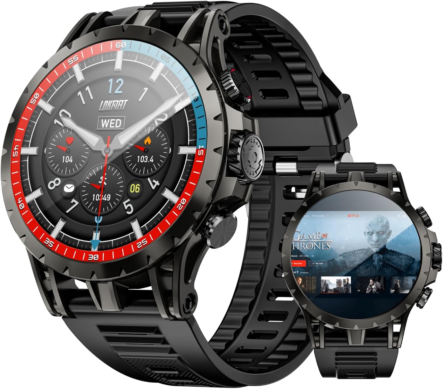 LOKMAT 4G Smartwatch, AMOLED, 3GB+32GB, Rotating Camera