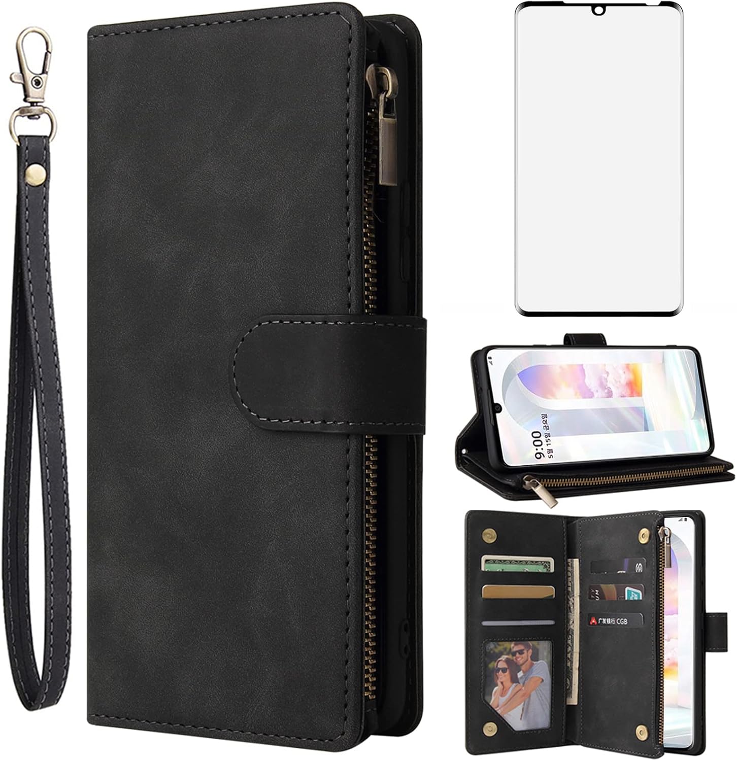 LG Velvet 5G Wallet Case with Screen Protector