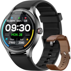 Fitpolo Smartwatch with Bluetooth Calls, Health Monitor, 7-Day Battery, IP68, Black
