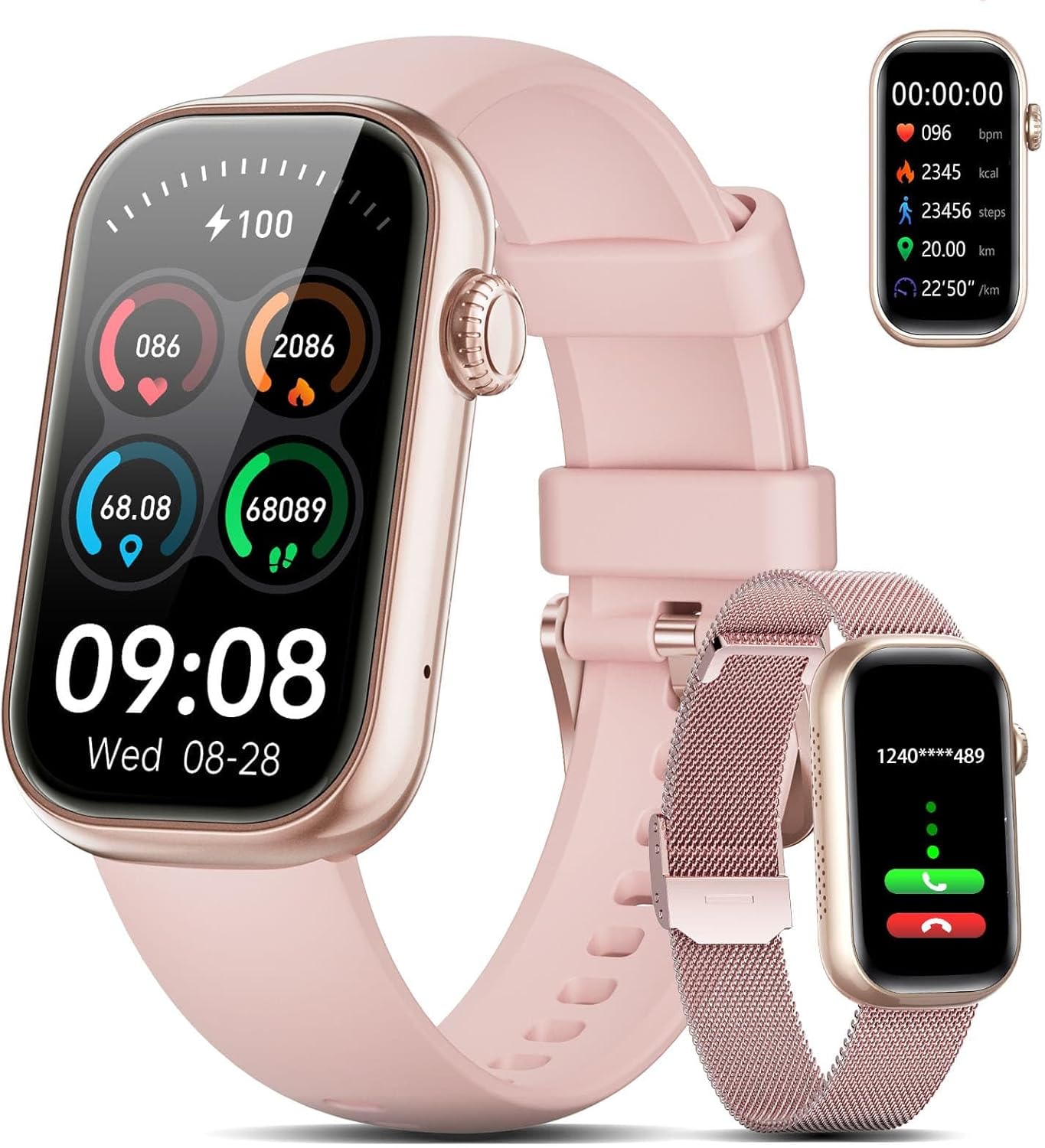 LIGE Smart Watch: Call/HD/IP68, HR/SpO2/70 Modes