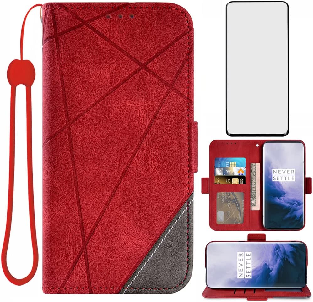 OnePlus 7 Pro Wallet Case & Screen Protector - Red