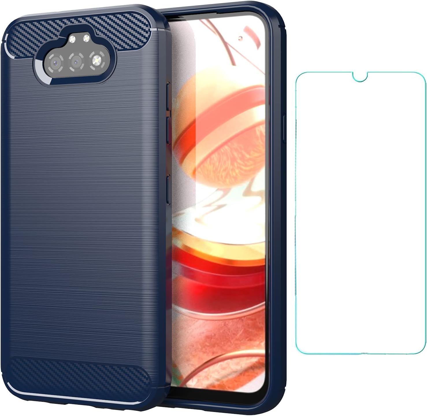 Asuwish LG K31 Screen Protector & Navy Blue Case