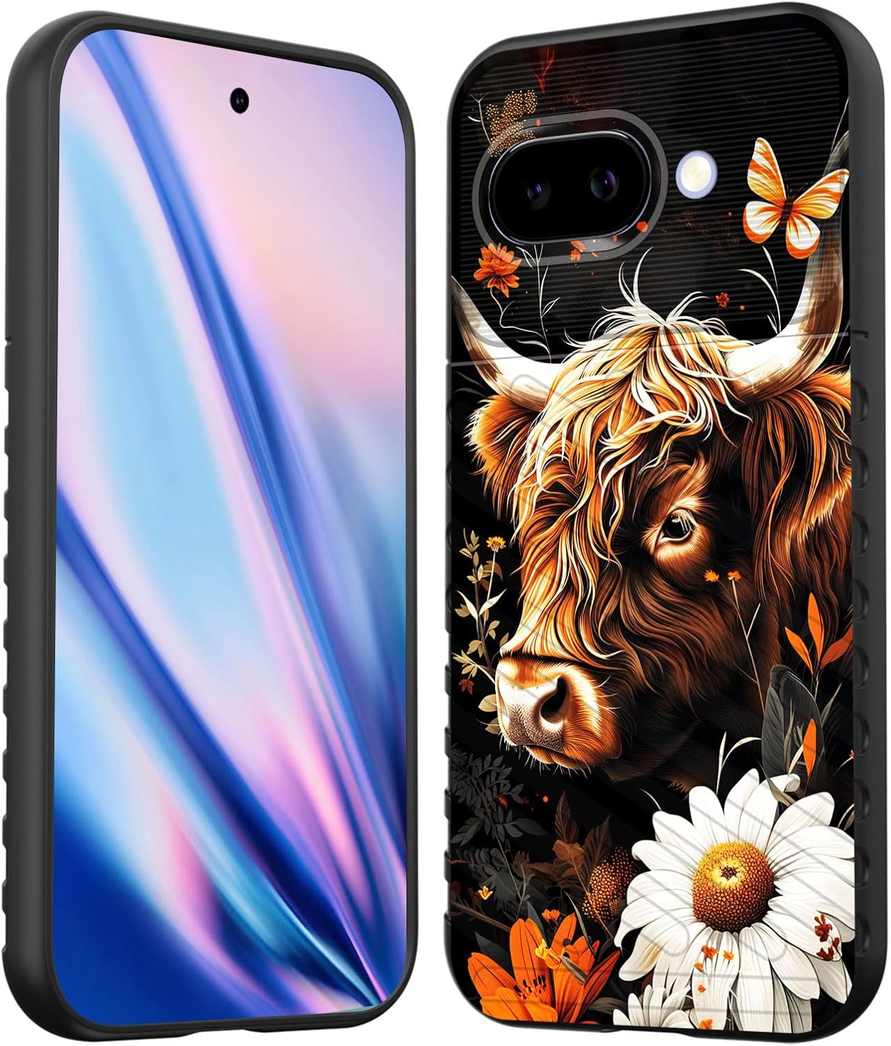 Pixel 9a Highland Cow Floral Case