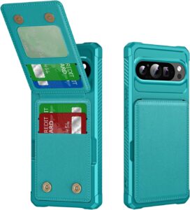 Pixel 7 Pro Wallet Case w/Magnetic Kickstand - Green Blue