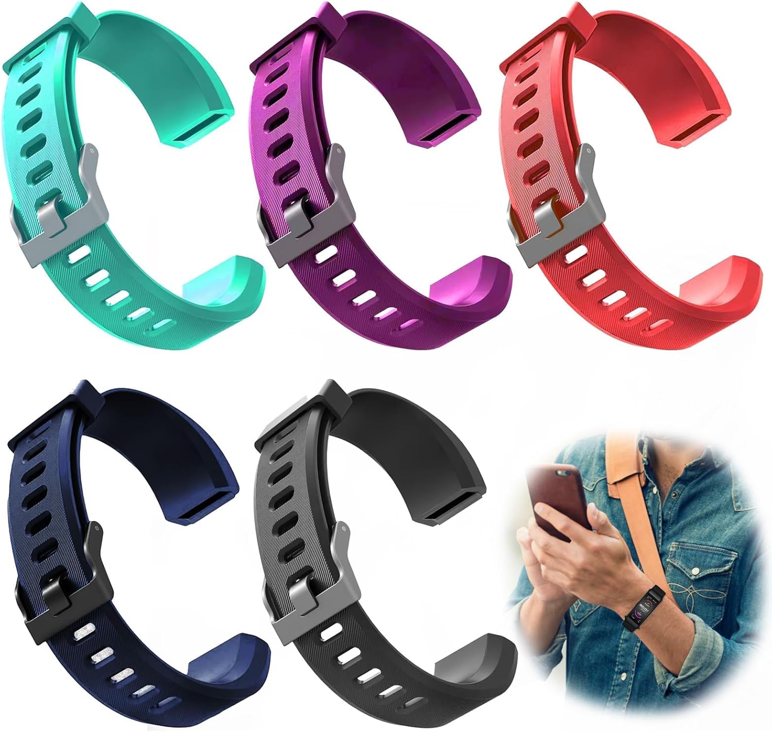 5-Pack VeryFitPro Watch Bands for ID115plus/HR, Multicolor