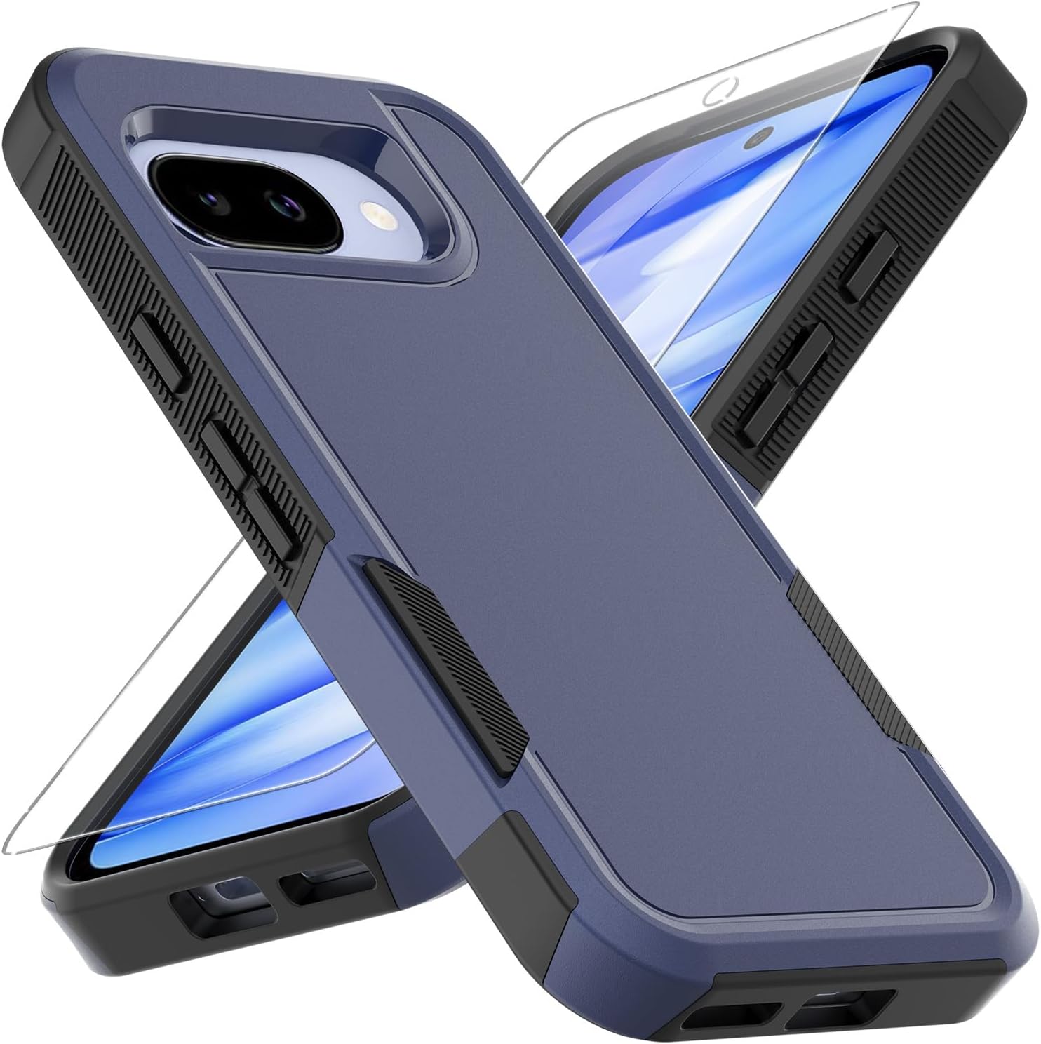 Pixel 9A Military Case w/ HD Protector (Blue)