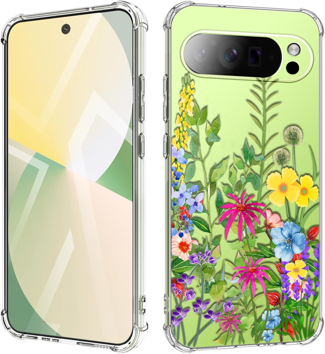 Pixel 10 Pro Tough Clear Case with Blooming Flowers
