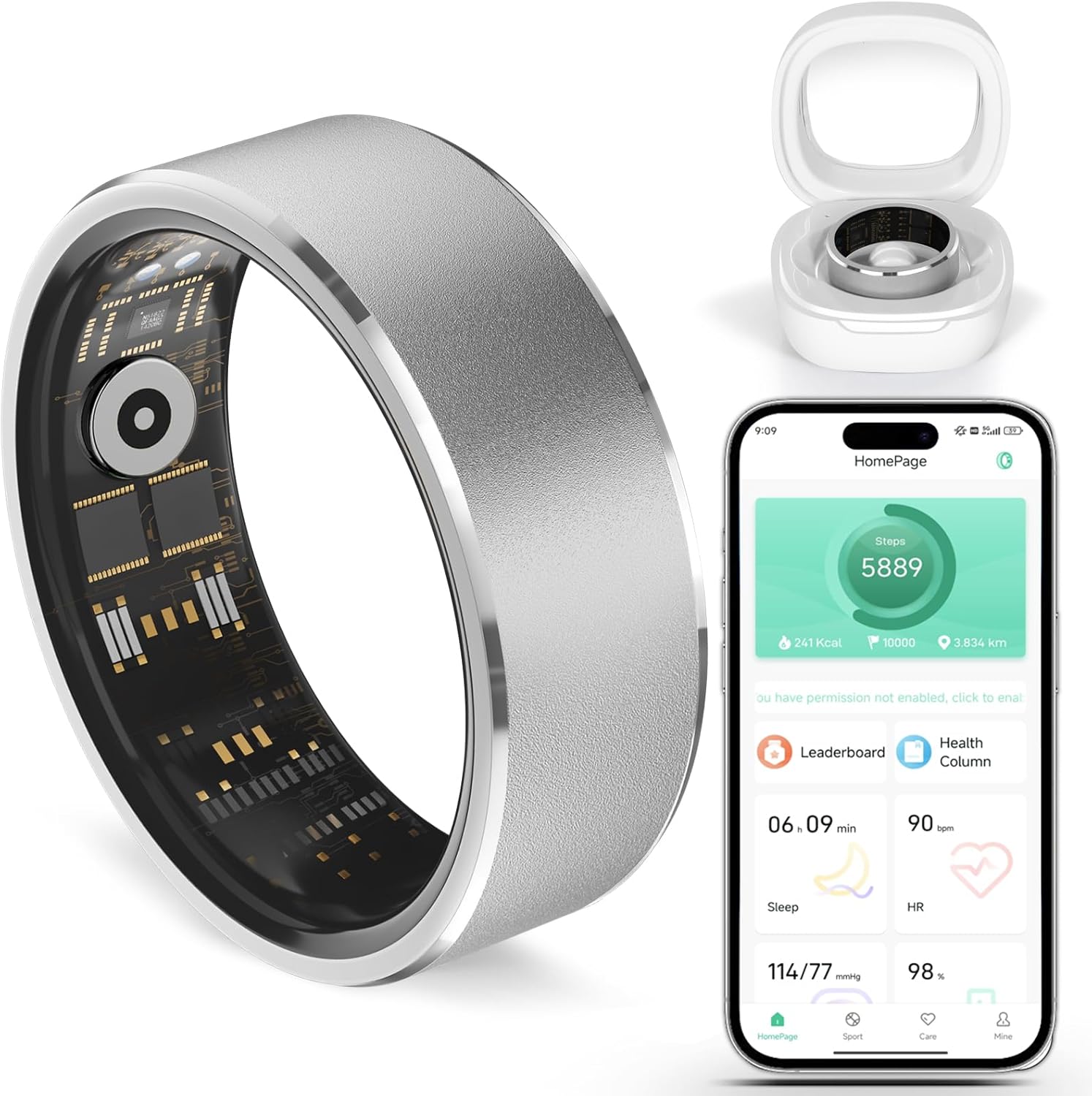 Smart Fitness Ring Health Tracker No Subscription