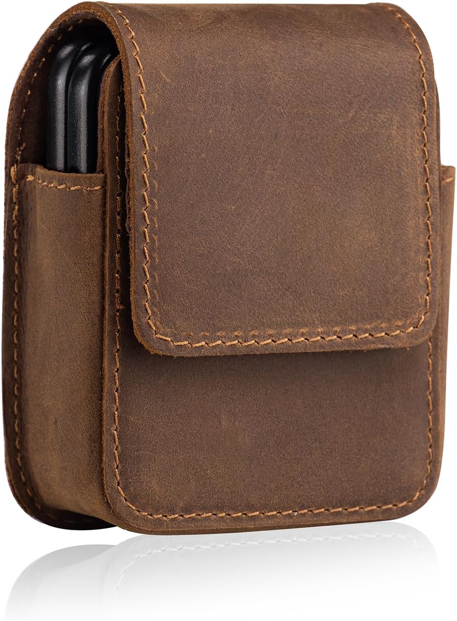 Hengwin Magnetic Leather Holster for Z Flip/Razr - Retro Brown