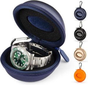 Single Watch Travel Case Fits 50mm Watches Blue