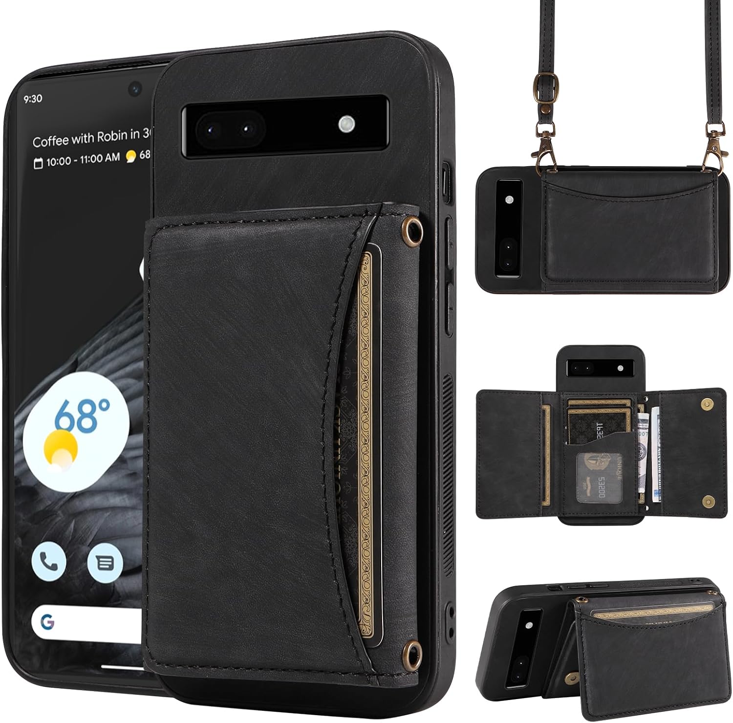 Google Pixel 6 Pro Wallet Case w/ Crossbody Strap
