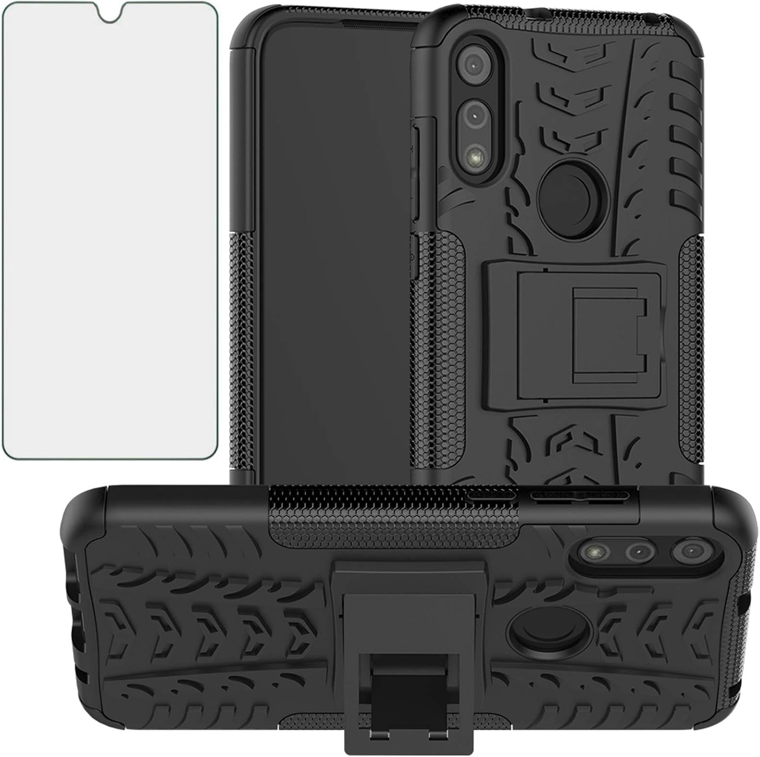Moto E7 Rugged Case with Tempered Glass