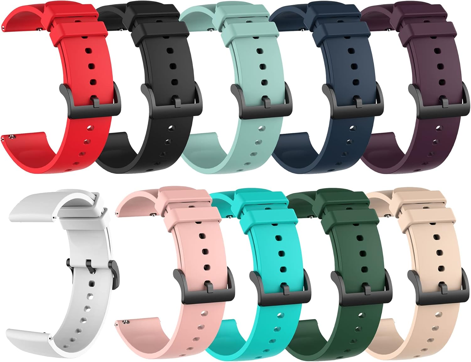 10Pack 22mm Silicone Bands for FITVII H56/FT26