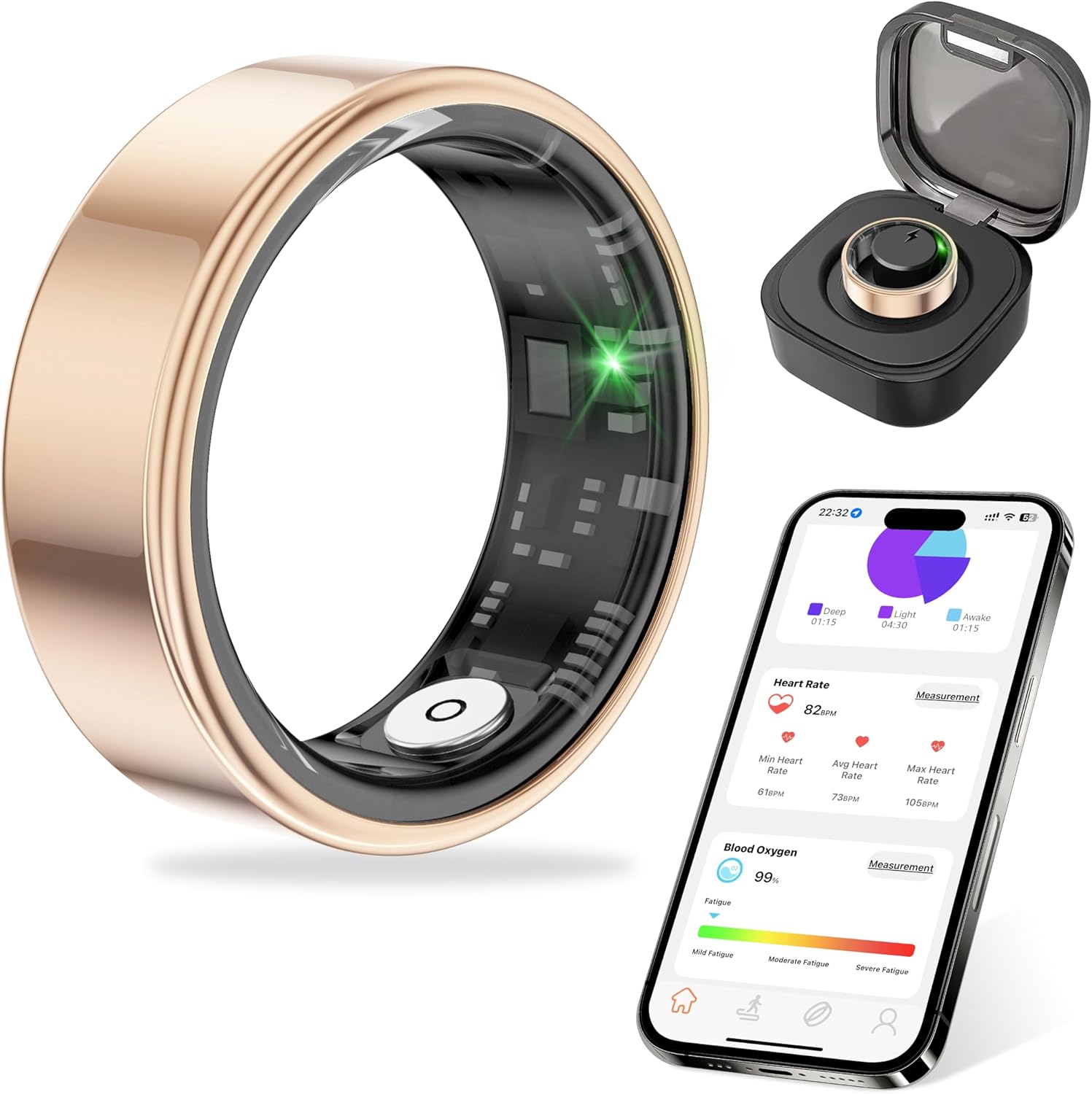Thin Smart Ring: Fitness & Health Tracker, No Subscription