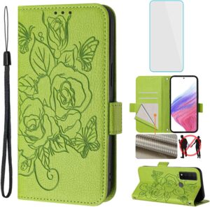 TCL 30 XE/V 5G Wallet Case w/ Kickstand & Screen Protector - Green