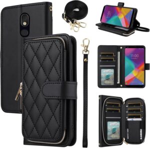 Wallet Case for LG Stylo 5 w/ Wrist Strap & Card Slots Black