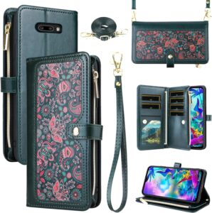 Floral Wallet Case for LG G8X ThinQ - Green