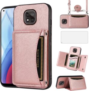 Asuwish Moto G Power 2021 Wallet Case - Rose Gold
