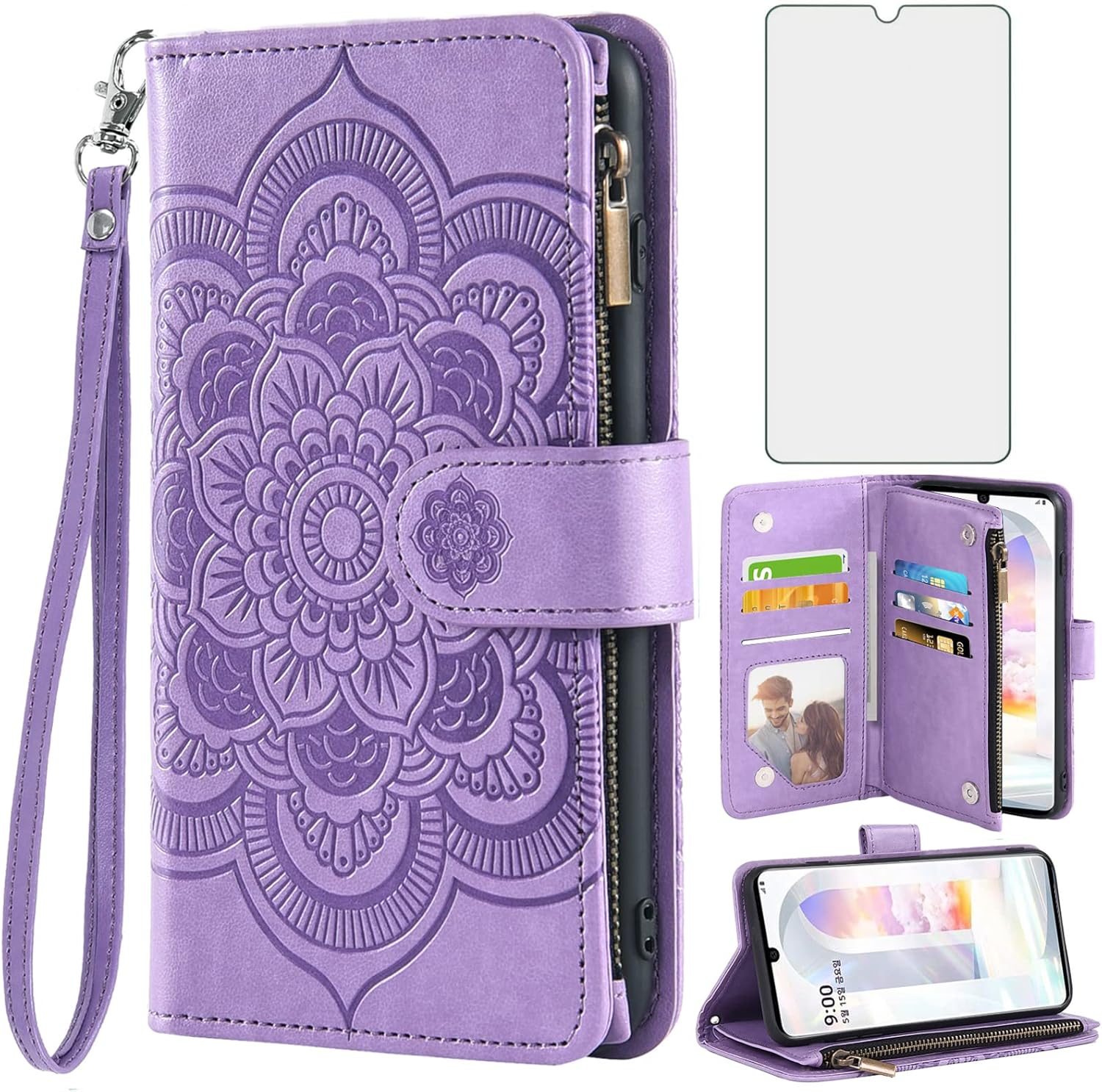 LG Velvet 5G Wallet Case with Stand - Purple