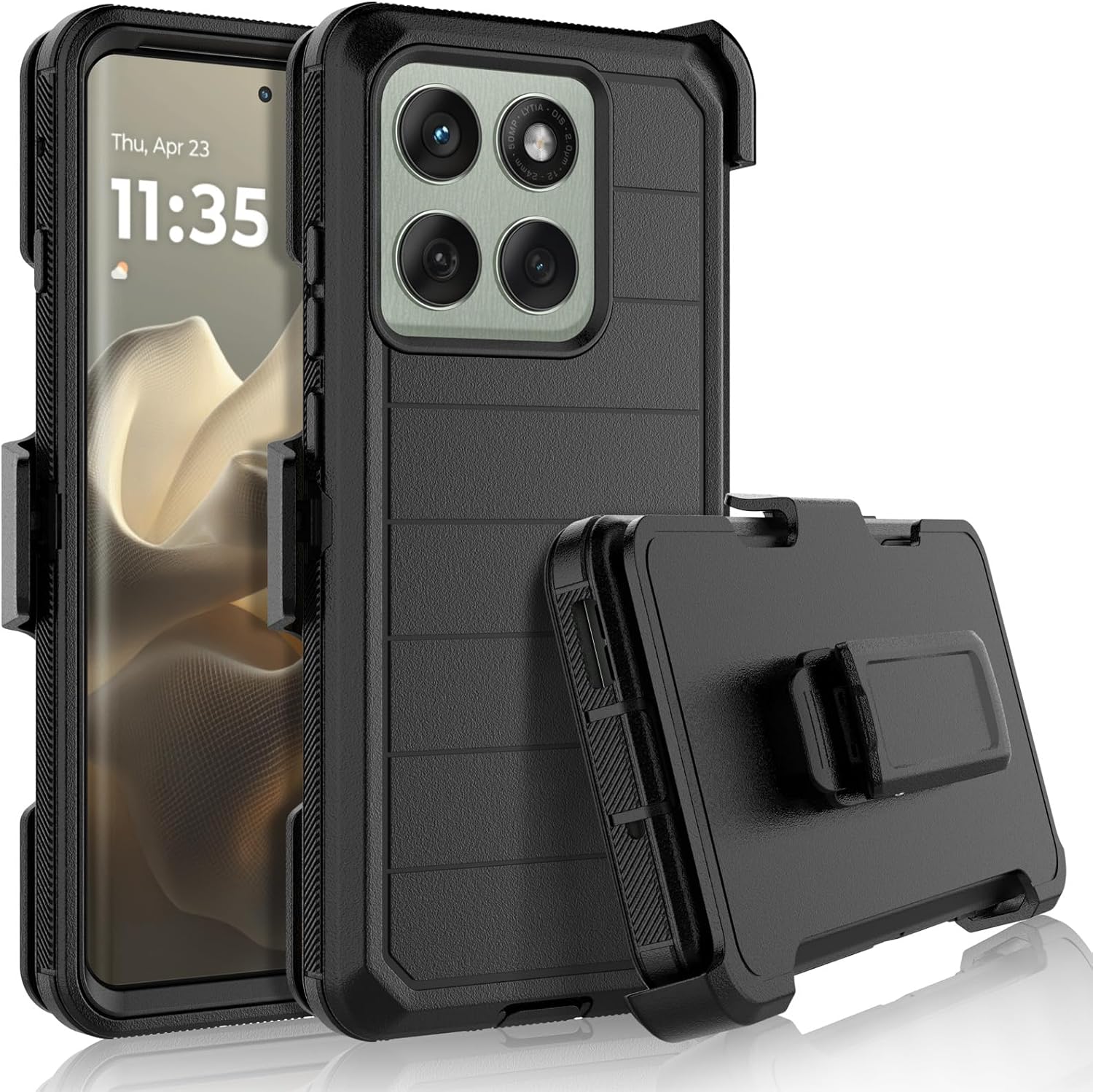 Moto Edge 2025 Rugged Case with Belt Clip - Black