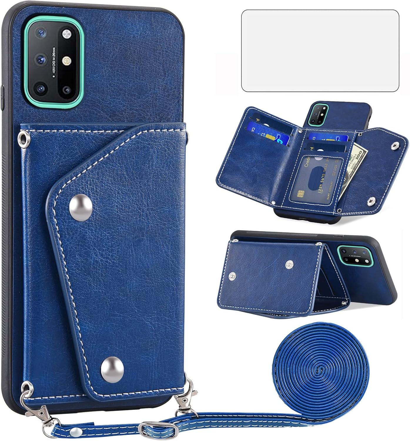 OnePlus 8T/9R Wallet Case with Card Holder - Women Blue