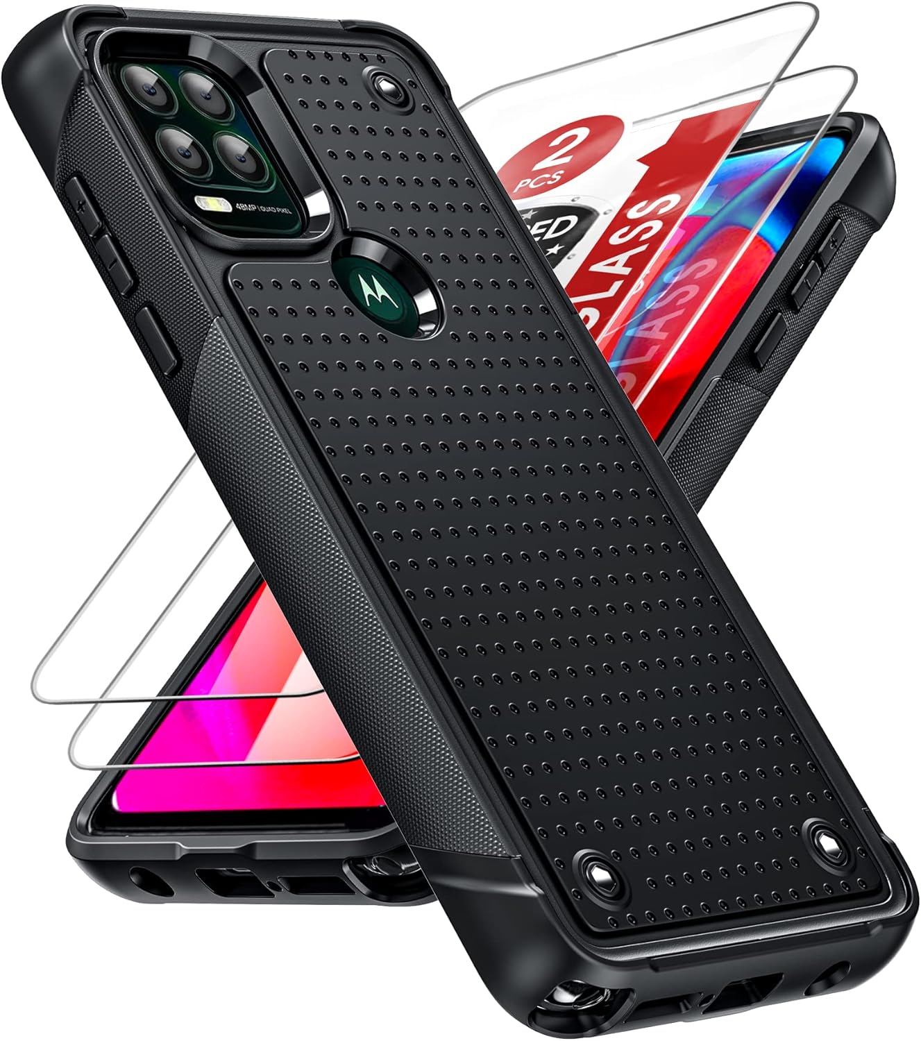 Motorola Moto G Stylus 5G Case w/ Screen Protectors, Black