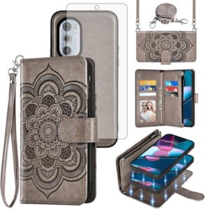 Asuwish Wallet Case for Motorola Edge+ with Screen Protector