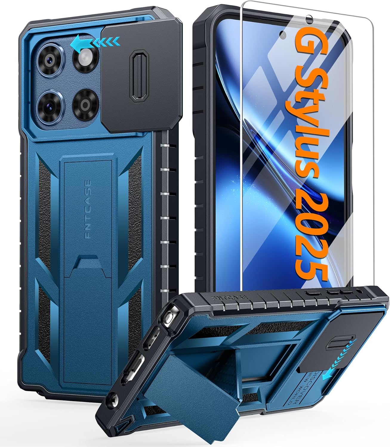 Moto G Stylus 5G 2025 Military Rugged Case w/Kickstand (Blue)