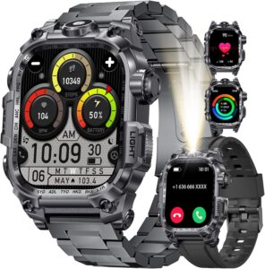 LIGE Military Rugged Smartwatch w/ LED Flashlight, 700mAh