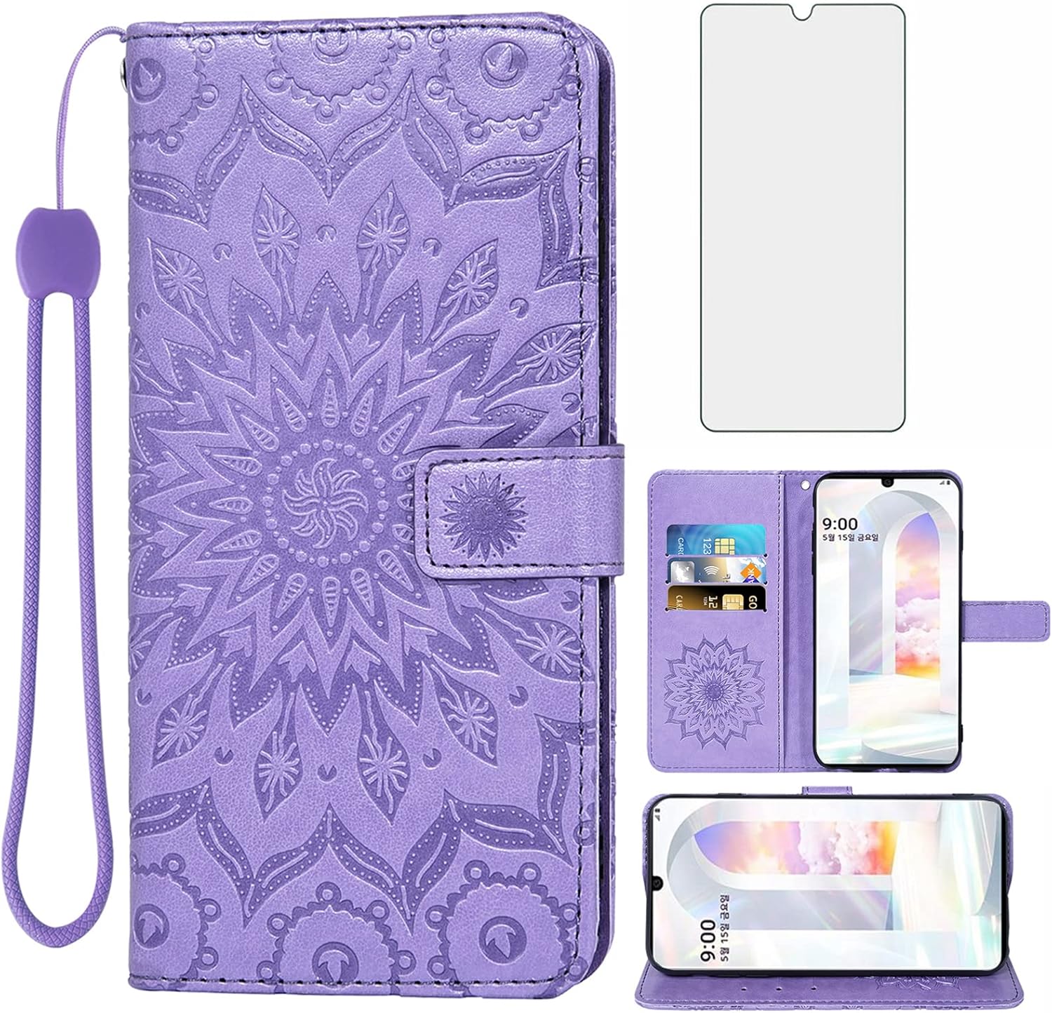 LG Velvet Wallet Case Purple