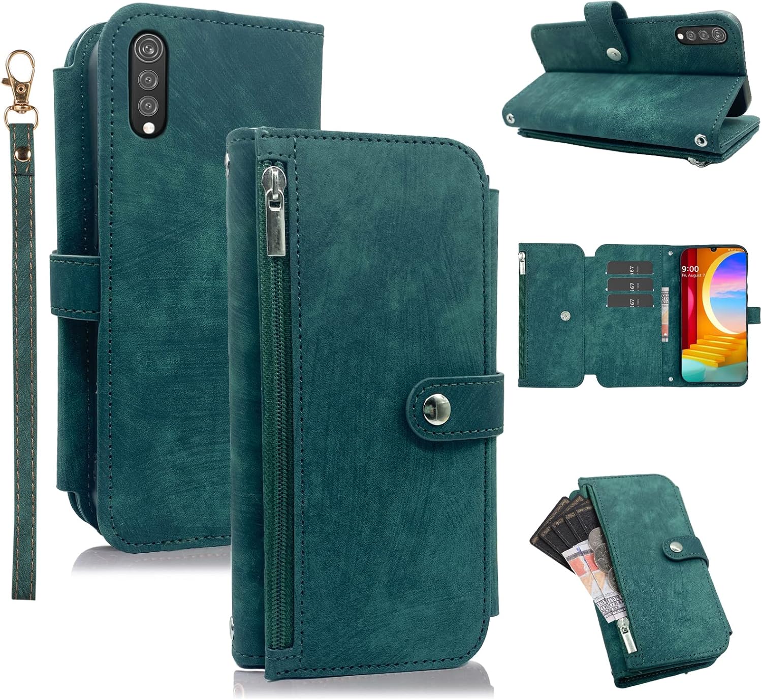 LG Velvet Wallet Case Green