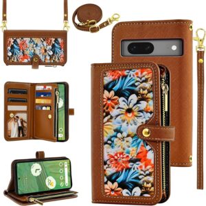 Pixel 7 Wallet Case with Strap, Card Holder & Stand - Brown