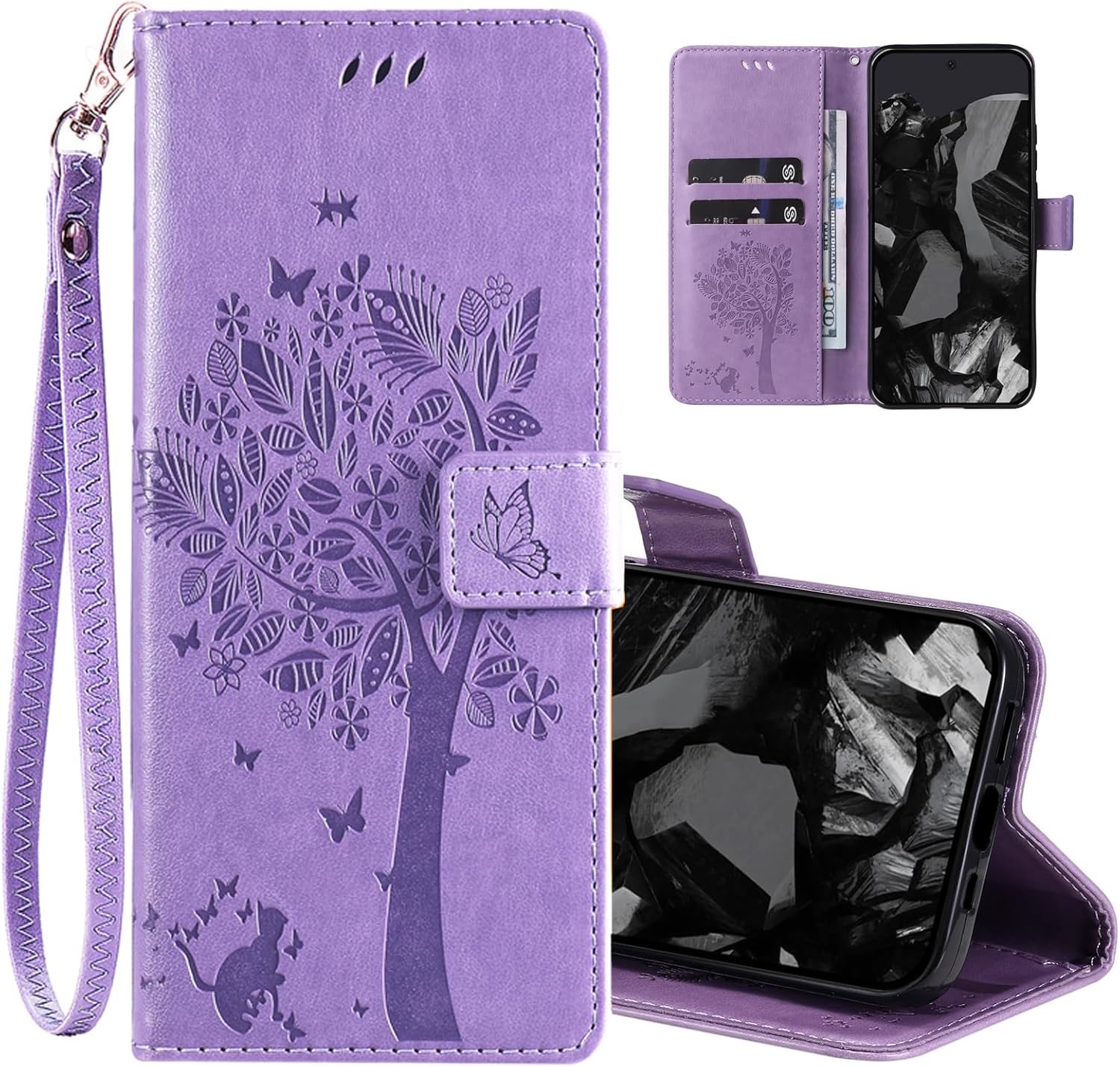 Google Pixel 9 Pro XL Floral Protective Case - Light Purple