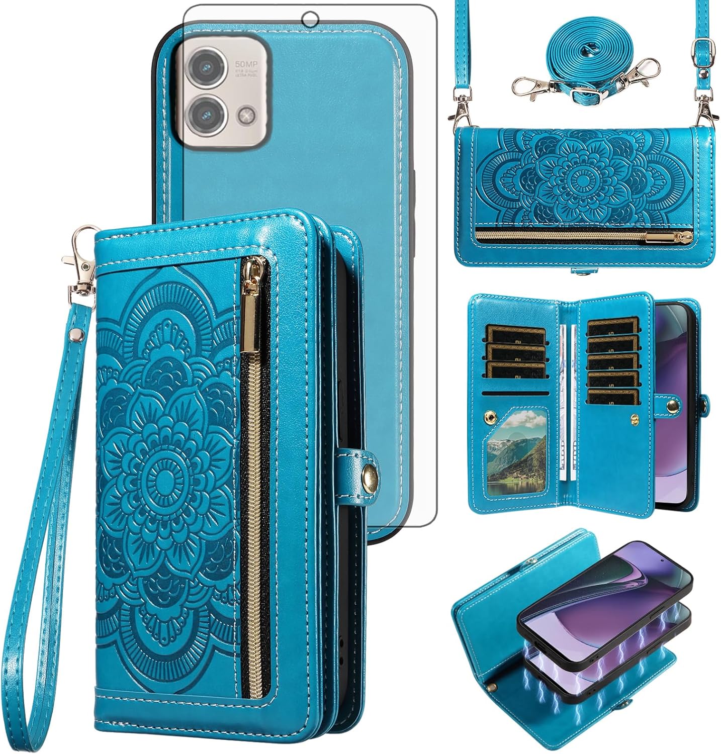 Blue Flower Phone Case for Moto G Stylus 5G 2023