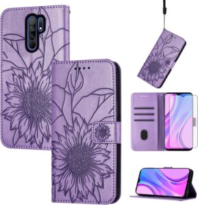 Redmi 9 Floral Wallet Case Light Purple